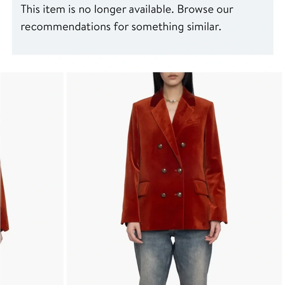 Zadig & Voltaire Burnt Orange Velvet Blazer - Picture 2 of 6